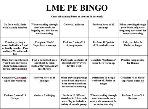 LME PE Bingo 